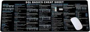 SQL Cheat Sheet Desk Mat for Database Administrators, Analysts, and Programmers, Quick Key, Large Anti-Slip Keyboard Pad Mouse Mat KMH