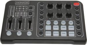 External Live Sound Card, Professional Audio Mixer Voice Changer with 12 Step Electronic Tuning, Noise Reduction Plug and Play Mini Sound DJ Mixer Board for Live Streaming PC Computer Broadcasting