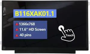 D-KXCPELE New Screen Replacement for B116XAK01.1- HW:4A,On-Cell Touch, HD 1366x768,IPS, 40 pins,11.6"- Glossy LCD LED Display