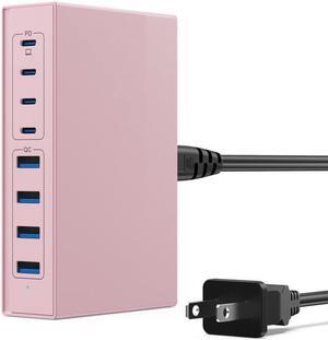 105W USB C Charger Block, 8-in-1 GaN III USB C Charger Fast Charging Station Hub, PD 65W Laptop Charger Adapter Travel Charger, for MacBook Pro/Air/Dell XPS/iPhone 16/15/14/iPad/Galaxy S24 (Pink)