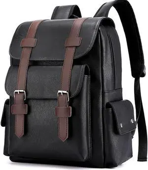 Farcauo Laptop Backpack for Women Men College Computer Backpack for Women Large Leather Work Backpack Black Teacher Business Back Pack travel backpack Carry on Flight Approved
