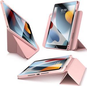 New iPad 9th Generation Case, iPad 10.2inch Case, Rotatable Lifting iPad Case, Detachable Front and Rear Covers, Built-in Pen Holder, Suitable for iPad 9th Gen/8th Gen/7th Gen/iPad Pro 10.5" (Pink)