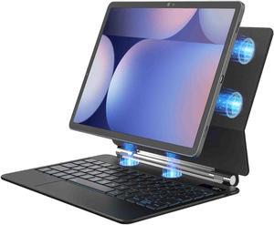 Foeytaody for Samsung Galaxy Tab S10+ /S9+ /S9 FE+ /S8+ /S7+ /S7 FE Case with Keyboard Magnetic Floating Cantilever Stand with Multi-Touch Trackpad Pen Holder Backlit Keyboard for Galaxy Tab 12.4 Inch