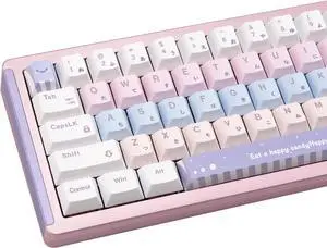 GEKUCAP Custom PBT Keycaps 130 Keys Cute Candy Color Japanese Keycap Dye-Sublimation Cherry Profile Custom Keycaps Set for Cherry Gateron MX Swithes Mechanical Keyboards