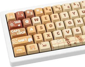 GEKUCAP Cute PBT Keycaps 133 Keys Caramel Bear Theme Keycap Dye Sublimation XDA Profile Key caps Custom Keycaps Set for Cherry Gateron MX Swithes Mechanical Gaming Keyboards