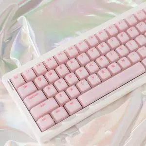 Pink Pudding Keycaps, Cute Silicone Keycaps for Long Nail, Custom Shine Through Keyboard Cap, 113 Keys Cherry Profile Translucent Key Caps for 61/64/87/104/108 Cherry MX Switches Mechanical Keyboard