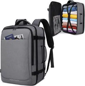 IGOLUMON Travel Backpack for Men Women 40L Flight Approved Carry on Backpack 17 Inch Waterproof Laptop Backpack Large Luggage Daypack Business College Weekender Overnight Backpack with Shoe Bag, Grey