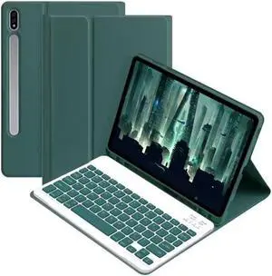 Galaxy Tab S10+ Plus/S9+ Plus/S9 FE+ Plus 12.4" /S8+/S7+/S7FE Tablet Case with Keyboard, Candy Colors Slim Protective Cover with Magnetic Detachable Keyboard with S Pen HolderTeal