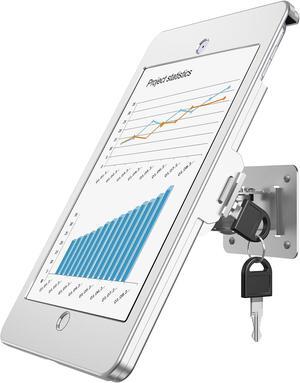 Keuvirya iPad Wall Mount - Tablet Wall Mount Holder with Anti-Theft Aluminum Security Lock System, Compatible ONLY with iPad 10.2-Inch (9th, 8th, 7th Gen.), Adjustable Design - Silver