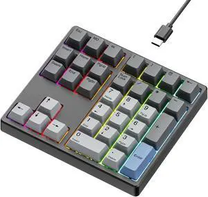 Kisnt Custom Mechanical Number Pad, QMK/VIA Programmable Wired Numpad, 34 Key Hot Swappable USB Numeric Keypad with PBT Keycaps RGB Backlit Number Pad for Laptop, MacBook,PC Desktop