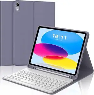 KVAGO for iPad (A16) 11th Generation Case with Keyboard, Smart Stand Folio Detachable Bluetooth Keyboard Cover with Pencil Holder for iPad 11-inch A16 2025 10th Gen 10.9 Inch 2022 (Lavender Purple)