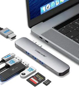 Lemorele USB C Hub for MacBook Pro/Air M1 M2 2022 2021 2020 2019 2018 13" 15" 16", 7 in 2 Multiport Adapter Hub Mac Dongle w/4K HDMI, 3 USB 3.0, SD/TF 3.0, 100W PD 40Gbps Thunderbolt 3/4