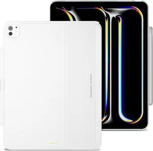 MAGEASY CoverBuddy for M4 iPad Pro 13" (2024) - iPad Pro Case Compatible with Magic Keyboard for iPad Pro (M4), Enhanced Thickness & Heat Dissipation - New White (Leather 5.05)
