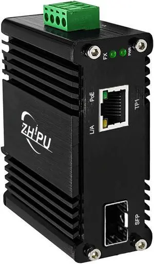 Industrial 30w POE Media Converter with 1 Port Gigabit 10/100/1000Mbps Ethernet and 1 SFP Port DIN Rail/Wall Mountable 12~48V DC Input