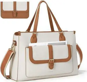 Missnine Laptop Bag with Removable Purse 15.6 inch Computer Bag Leather Briefcase for Women Work Bag Set Large Laptop Tote Bag for Office, Business
