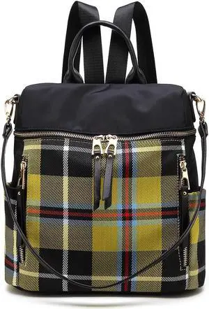 MKF Collection Nishi Plaid Backpack Waterproof Laptop Backpack for Travel Daypack Nylon By Mia K