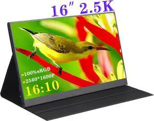 Morzmy 16" 2.5K Portable Monitor, 2560x1600 IPS Display 100% sRGB with Dual Built-in Speakers,Eye Care External Second Computer Monitor for PC Laptop Mac Phone Game, HDMI/Type-C Travel Monitor