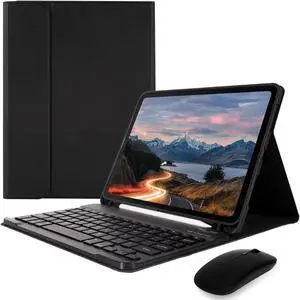 Nsyee Keyboard Case for iPad Air 11 inch M2 2024/M3 2025/iPad Air 4th/5th 10.9 inch & iPad Pro 11 inch (4th/3rd/2nd/1st), Built-in Pencil Holder, iPad Tablet Cases with Mouse and Bluetooth Keyboard
