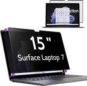 Peslv Privacy Screen for 15 Inch Surface Laptop 7, MagicSuction Removable Anti Spy Black Protector, Glare Blue Light Filter for Microsoft Laptop Computer Monitor