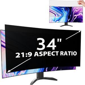 Peslv Computer Privacy Screen 34 Inch for 21:9 Curved Monitor, Removable 34inch Anti Blue Light Anti Glare Monitor Privacy Filter Shield