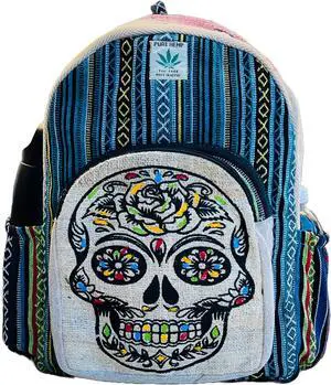 Gurkha Handmade Himalayan Hemp Backpack 17 IN Large Backpack Hippie, Festival, Hiking, Laptop & Tablet Backpack - Handmade In Mt. Everest Country Nepal