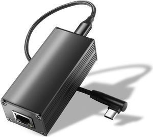 REVODATA 25W PoE to USB C Adapter Converter, PoE to Type-C Power Output with Ethernet, 5V/9V/12V/15V/20V Adaptive Output, Wired Broadband and PD Charging for Phone/Tablet (PD2CAT-20V)