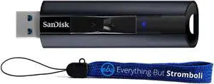 SanDisk 128GB Extreme PRO USB 3.2 Solid State Flash Drive for High Speed Transfer 420MB/s Read Speed - Works with Computers, Laptops (SDCZ880-128G-G46) Bundle with (1) Everything But Stromboli Lanyard