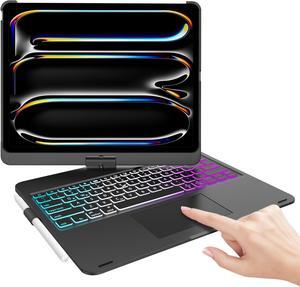 iPad Pro 13 Inch Case with Keyboard, Magic Keyboard for iPad Pro 13 Case M4 2024, Touch Keyboard Case for iPad 13 Pro with 7 Color Backlit, 360 Rotatable Tablet Pro 13'' Case with Keyboard, Black