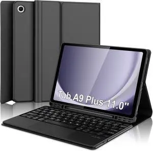 Galaxy Tab A9 Plus Case with Keyboard, Touch Keypad for Samsung A9+ Tablet 2023, Functional Magic Keyboard for Samsung A9Plus, Pen Holder, Rechargeable Battery, Trackpad Case for A9+ 5G, Black