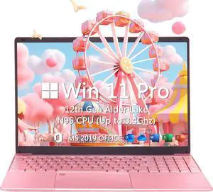 OMSERVB 15.6" Pink Laptop,12th Gen N95(Up to 3.4Ghz),DDR4 32G RAM, 1TB NVME SSD, Win 11&Office 2019,Fingerprint Lock,Portable Notebook PC with Backlit KB (TB, 1)