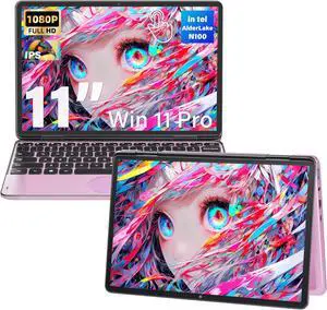 Svikou 11" Touchscreen 2-in-1 Convertible Pink Laptop for Business&Students, in tel N100 CPU,16G DDR4 RAM,1TB SSD,FHD 1920 * 1200 IPS,Win 11 Pro PC,Backlit Keyboard, WiFi, Type-C,HDMI, Oval Trackpad