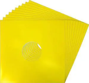 (10 Pack) 12 inch LP Yellow Record Jacket Covers - with Hole to View Center Label - Protect Your Vinyl #12JWYEHH