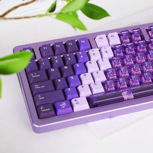 Crystal Clear keycaps+ PBT Keycaps, 156 Keys Purple Gradient Transparent Cherry Profile Keycaps Set, Backlit Custom Keyboard Keycap for 100% 75% 65% 60% Mx Switches Mechanical Keyboard(Lilac)