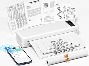 Portable Thermal Printer, Portable Printers Wireless for Travel, Small Inkless Printer for Phone Laptop, Bluetooth Mobile Printer Support 8.5'' x 11'' US Letter/A4/4.33''/3.14''/2.08'' Thermal Paper