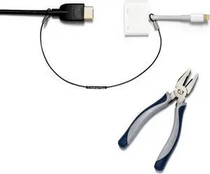 TetherTies Patented Pre-Assembled Adapter Ties - Anti-Theft Cable Locks for Tools, Dongles, Tethers, Computer adapters. Steel Cable, Security Lock, Easy Installation with Free Crimping Tool