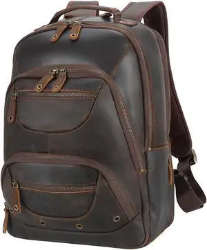 TIDING Vintage Leather Backpack for Men 16" Laptop Bag Casual Daypack Business 19L Travel Rucksack TIDING Vintage Leather Backpack for Men 16" Laptop Bag Casual Daypack Business 19L Travel Rucksack