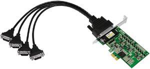 UOTEK Industrial 4 Port PCI-E to RS485/422 Multi Serial Card PCIE to RS-485 RS-422 PC Serial Expansion Card with Serial Cable 9-pin Com Port with DR44 Female UT-794