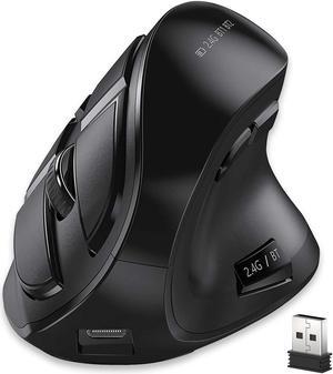 Vertical Mouse, Wireless Ergonomic Vertical Mouse (BT 5.0 + Bluetooth 3.0 + USB Connection) with 9 Buttons, Rechargeable Vertical Mouse for Computers (Black)