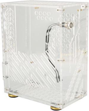 ITX PC Case, 4.3L Mini ITX Computer Case with 360deg Cooling, Clear Side Panel, Supports Half Height Graphics Card, Gaming PC Case for Flex 1U Power 2.5in SSD (Transparent)