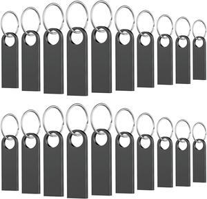 20 Pack 2GB USB Flash Drive with Keychains, Wooolken Sleek Metal USB 2.0 Thumb Drives Memory Stick for PC Laptop Computer(Dark Grey)