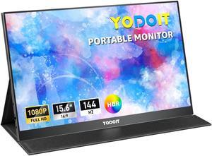 Yodoit Portable Monitor for Laptop 144Hz 15.6" FHD 1080P Travel Monitor Screen IPS Display with USB Type C Port and Speakers with Smart Cover Metal Monitor Compatible with PC, MacBook, Xbox (Black)