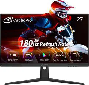 27inch Gaming Monitor 180Hz, FHD 1080p, IPS Panel, 0.5ms Response Time, Adaptive sync, PC Computer Monitor, 3-Sided Frameless, Ultra Slim, 100% sRGB, Bluelight Filter, DP*1, HDMI*1