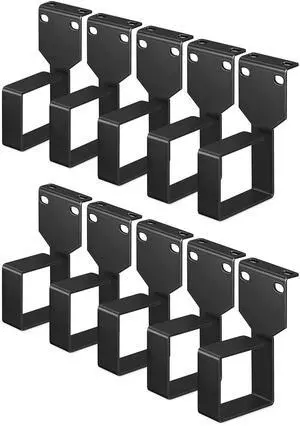 kwmobile Server Rack Cable Management D-Ring Hooks (10 Pieces) - 1 3/4" x 4" x 2 3/8" Bracket Hook Mount Network and Electrical Cord Manager - Black