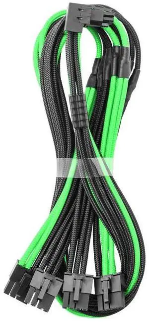 CableMod E-Series Pro ModMesh Sleeved 12V-2x6 12VHPWR 90° StealthSense PCIe Cable for EVGA G/G+ / P/P+ / T - Variant A (Black + Light Green, 16-pin to Quad 8-pin, 60cm)