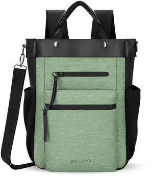 Sherpani Soleil, Anti Theft Convertible Backpack, 3 in 1 Tote Bag, Crossbody Purse, 18L Travel Backpack, Travel Gifts for Women, RFID Protection, Metal Hardware, Fits 15 Laptop (Basil)
