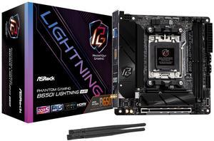 ASRock B650I Lightning WiFi 6E AMD Socket AM5 Ryzen B650 DDR5 7200 MHz 128 GB SATA3 6.0 Gb/s Mini ITX Motherboard M.2