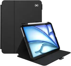 Speck New iPad Air 11 Case (2024) - Fits iPad Air (2024/2022/2020, 6th/5th/4th Gen) with Pencil Holder, Drop & Camera Protection, Slim Multi Range Stand, Balance Folio - Black/Black/White