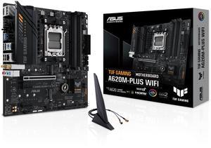 ASUS TUF Gaming A620M-PLUS(WiFi) AMD AM5 (Ryzen 7000) microATX Gaming Motherboard(DDR5,PCIe 4.0,2xM.2 Slots,2.5Gb LAN,Wi-Fi6,2xDisplayPort,HDMI,Front USB 3.2 Gen 1 Type-C,BIOS Flashback,M.2 Q-Latch)
