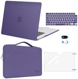 MOSISO Compatible with MacBook Air 15 inch Case 2025 2024 2023 Release M3 A3114 M2 A2941 Touch ID, Plastic Hard Shell&Carrying Sleeve Bag&Keyboard Cover&Webcam Cover&Screen Protector, Imperial Purple