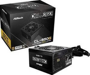 ASRock Challenger 650W Power Supply 5 Years Warranty ATX 3.1 Auto iCOOL Intelligent Fan Control 120mm Golf Blade 80 Plus Gold Certified Non-Modular CL-650G